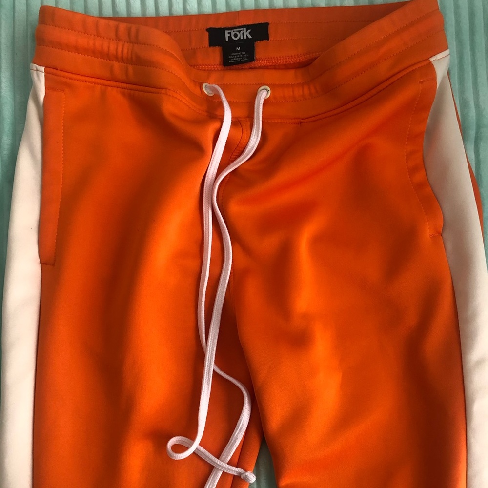 Orange and white joggers